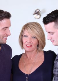 Mature British whore gets her holes wrecked by two young lads