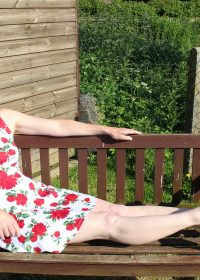 Naughty, mature housewife goes wild on herself in her garden