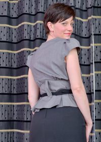 Mature British brunette plays with herself in her new lingerie set