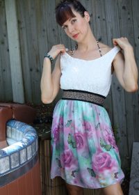 Naughty young housewife plays in her outdoor hot tub with no care for voyeurs